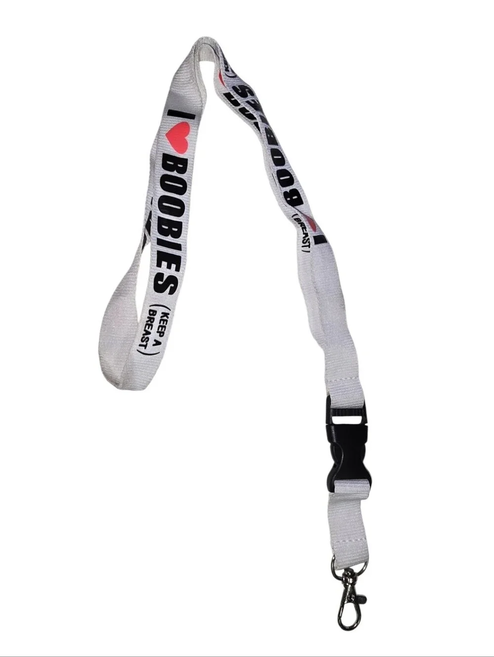 #10  I ♥ Boobies Lanyard Key & Card Holder - Black, Red, Gray